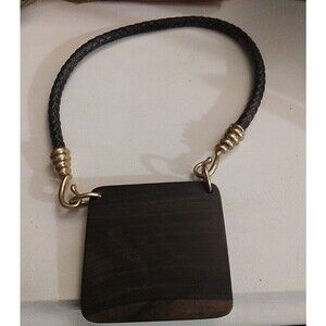 BCBG MAXAZRIA Wood Plate Statement Necklace
